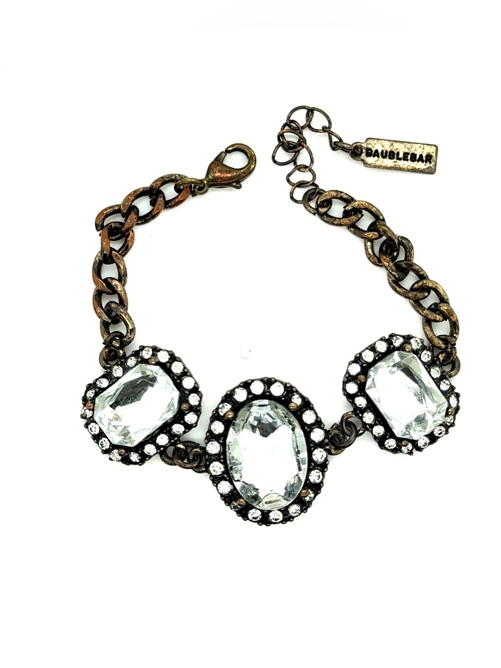 BaubleBar Black Colored Clear Crystal Link Bracelet